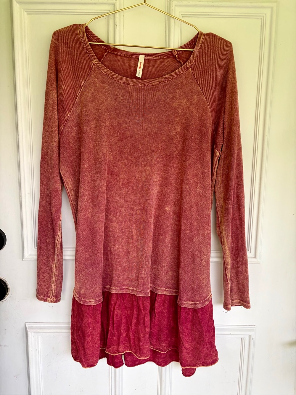 orange creek Washed Red Long-Sleeve Layered Tunic